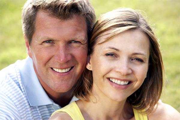 healthy teeth with implant crowns